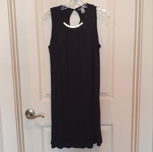 H&M classic black dress with silver necklace